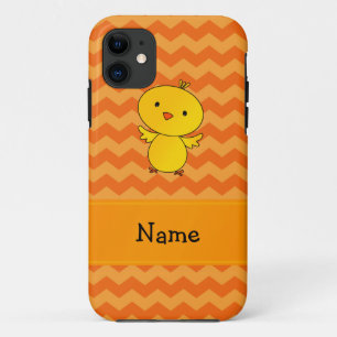 Personalised name baby chick orange chevrons iPhone 11 case