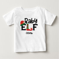 Personalised Name Baby Elf Christmas T-Shirt
