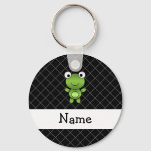 Personalised name baby frog black criss cross key ring