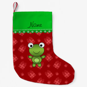 Personalised name baby frog red christmas presents small christmas stocking