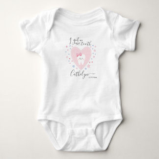 Personalised Name Baby Girl First Tooth Outfit Bodysuit