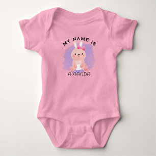 Personalised Name Baby Shower Watercolor Rabbit Bodysuit