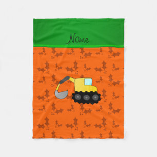 Personalised name backhoe orange holly fleece blanket