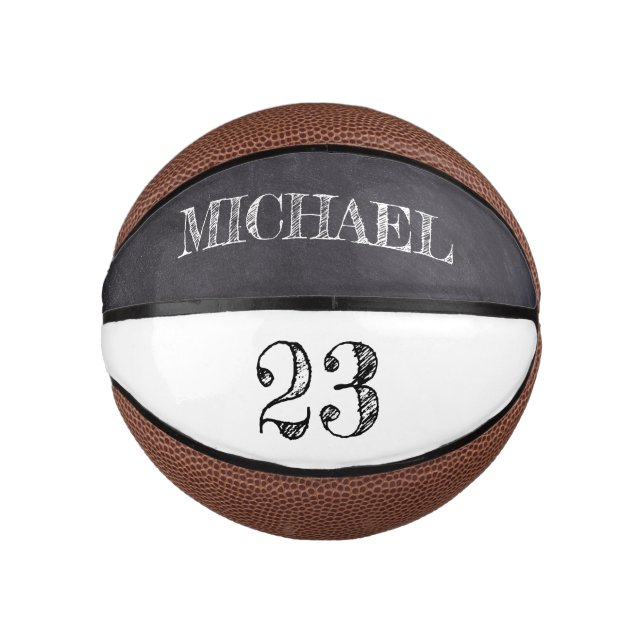 Personalised Name Ball Player Number etching Mini Basketball (Front)
