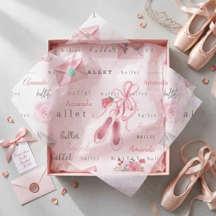 Personalised Name Ballerina Ballet Custom Pink Tissue Paper
