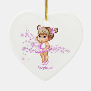 Personalised name ballerina girl heart ornament