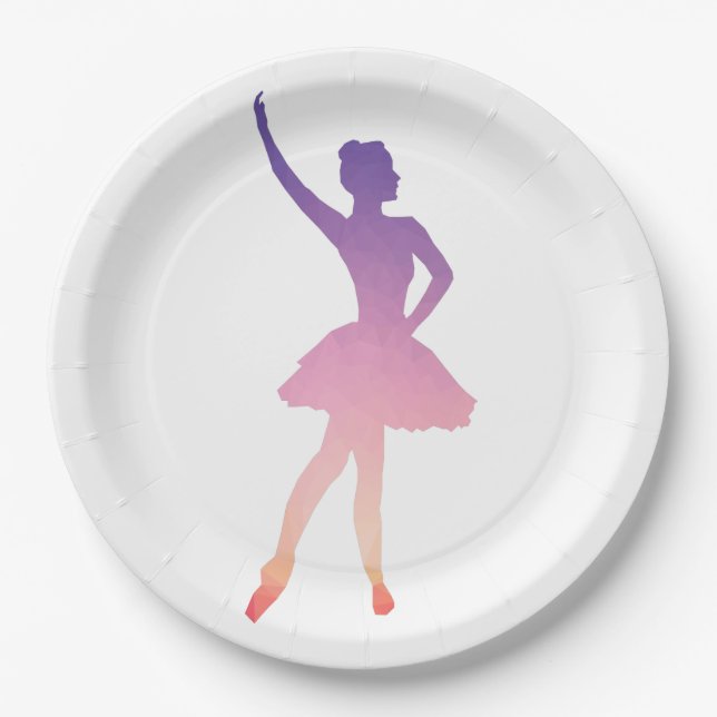 Personalised name ballerina modern paper plate (Front)