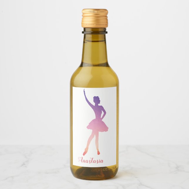 Personalised name ballerina modern wine label (Front)