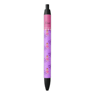 Personalised name ballerina pastel purple bows black ink pen