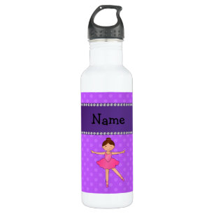 Personalised name ballerina purple polka dots 710 ml water bottle