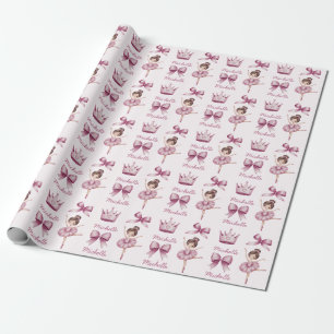 Personalised Name Ballet Ballerina Pink Pattern    Wrapping Paper