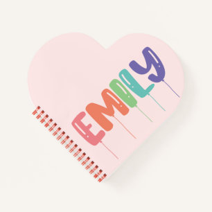 Personalised Name Balloon Gift Idea Heart Notebook