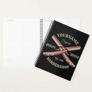 Personalised NAME Barber Straight Razor Barbershop Planner