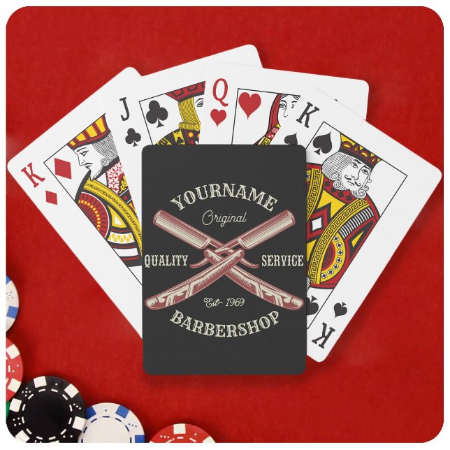 Personalised NAME Barber Straight Razor Barbershop Playing Cards (Creator Uploaded)