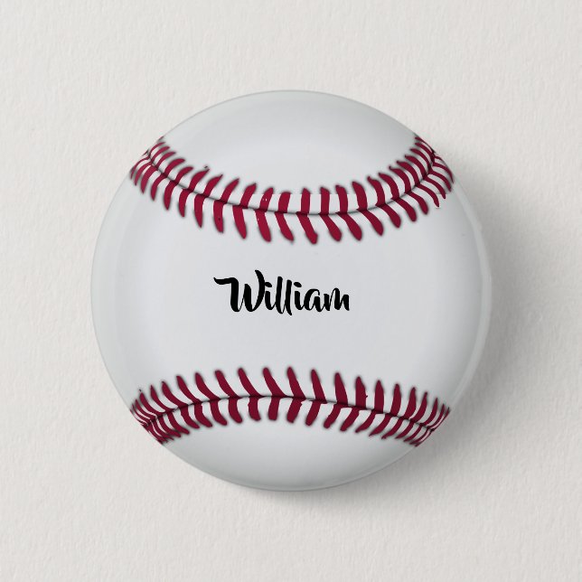 Personalised Name Baseball 6 Cm Round Badge (Front)