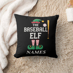 Personalised Name Baseball Elf Family Matching Cushion
