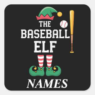 Personalised Name Baseball Elf Family Matching  Square Sticker