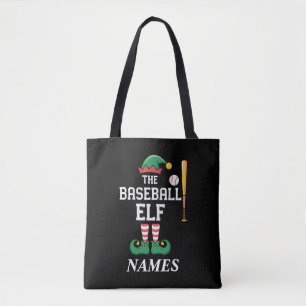 Personalised Name Baseball Elf Family Matching  Tote Bag