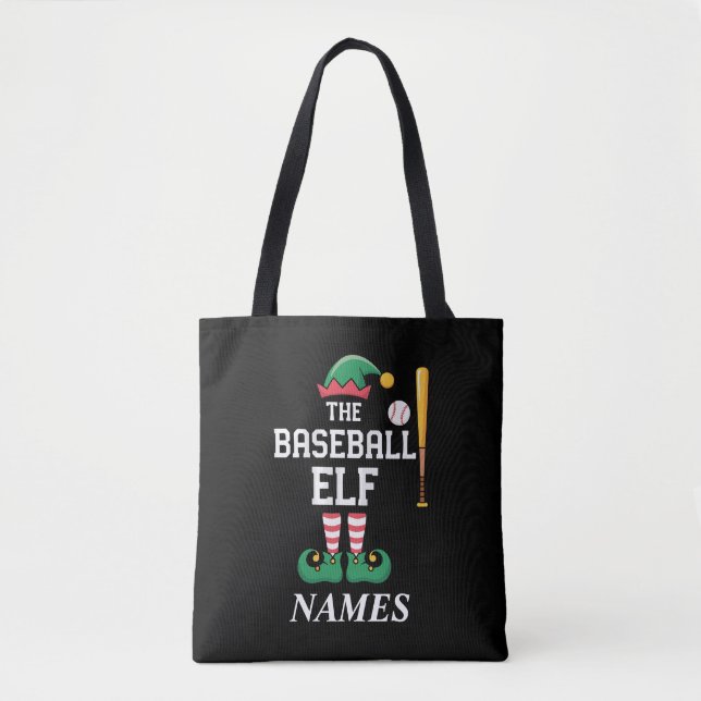 Personalised Name Baseball Elf Family Matching  Tote Bag (Front)
