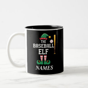 Personalised Name Baseball Elf Family Matching Two-Tone Coffee Mug