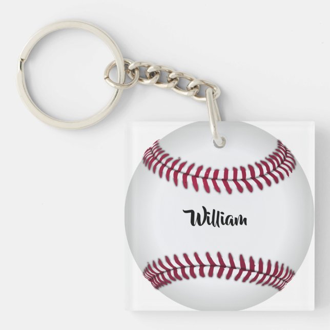 Personalised Name Baseball Key Ring (Front)