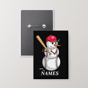 Personalised Name Baseball Snowman Balls Snow Xmas
