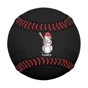 Personalised Name Baseball Snowman Balls Snow Xmas