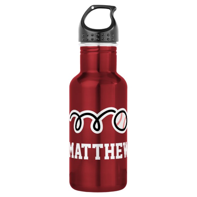 Personalised name baseball sports water bottle (Front)