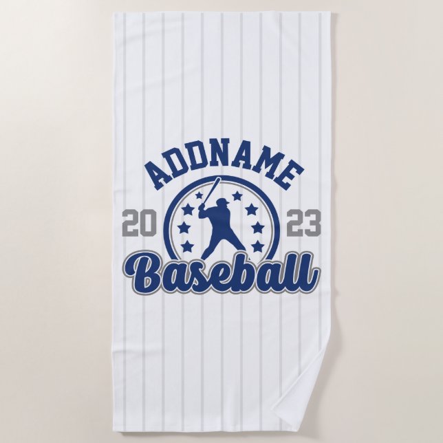 Personalised NAME Baseball Team Player Game Beach Towel (Front)