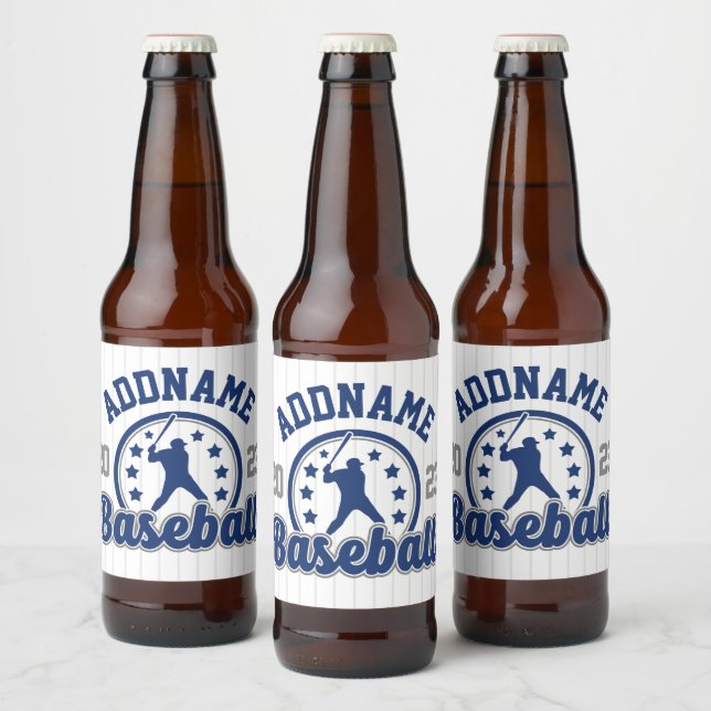 Personalised NAME Baseball Team Player Game Beer Bottle Label (Bottles)