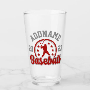 Personalised NAME Baseball Team Player Game Glass