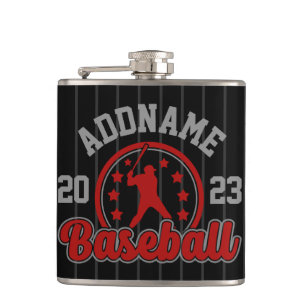 Personalised NAME Baseball Team Player Game Hip Flask