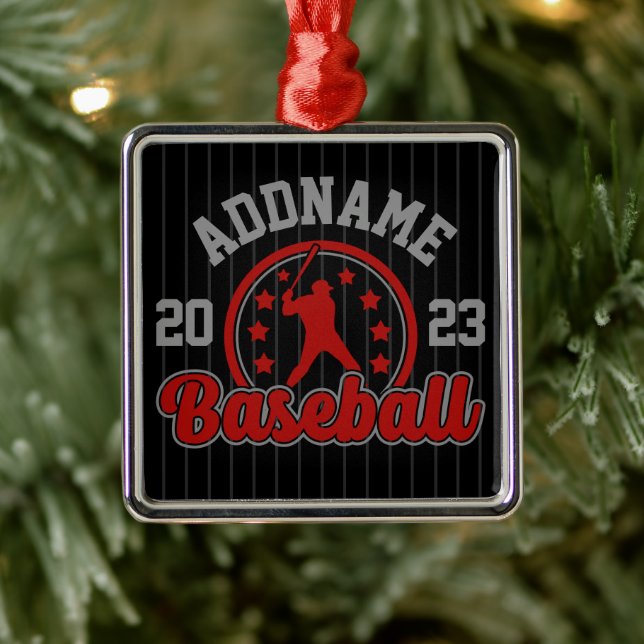 Personalised NAME Baseball Team Player Game Metal Ornament (Tree)