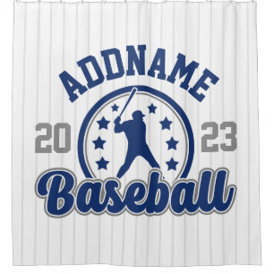 Personalised NAME Baseball Team Player Game Shower Curtain