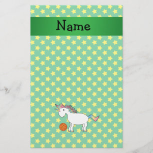 Personalised name basketball unicorn stars stationery
