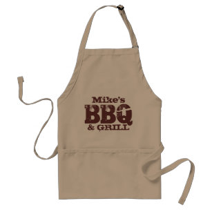 Personalised name BBQ apron for guys   Brown beige