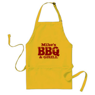 Personalised name BBQ apron for men   Red yellow