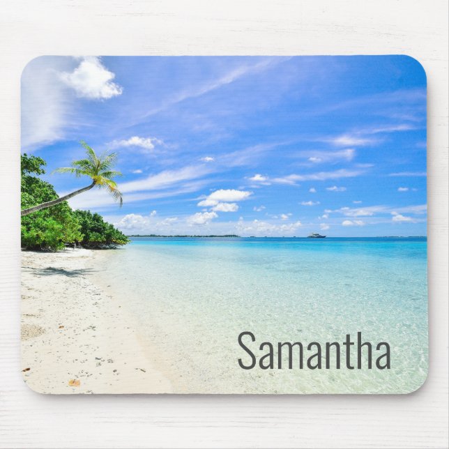 Personalised name Beach Waves Ocean Tropical Mouse Pad (Front)