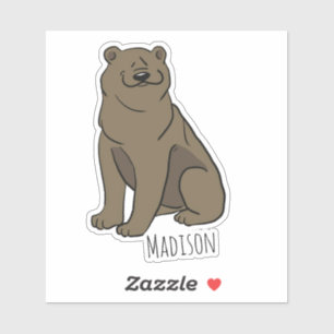 Personalised Name Bear Vinyl Sticker