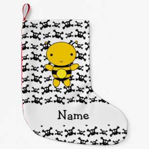 Personalised name bee skulls pattern small christmas stocking