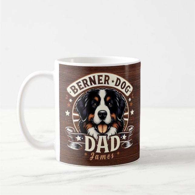 Personalised Name Berner Dog Dad - Bernese Daddy Coffee Mug (Left)