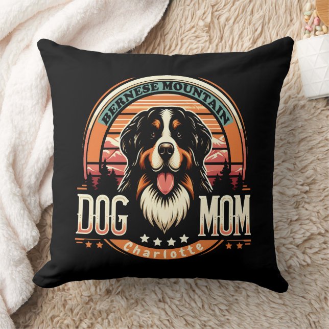 Personalised Name Bernese Mountain Dog Mum Vintage Cushion (Blanket)