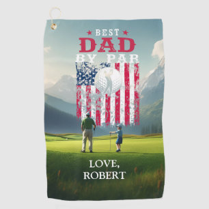 Personalised Name Best Dad By Par Golf Towel