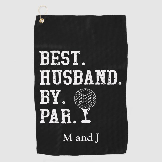 Personalised Name Best Husband By Par Golf Towel (Front)