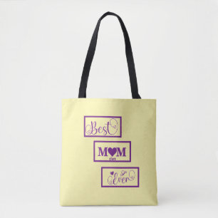 Personalised name best Mum ever purple beigs Tote Bag