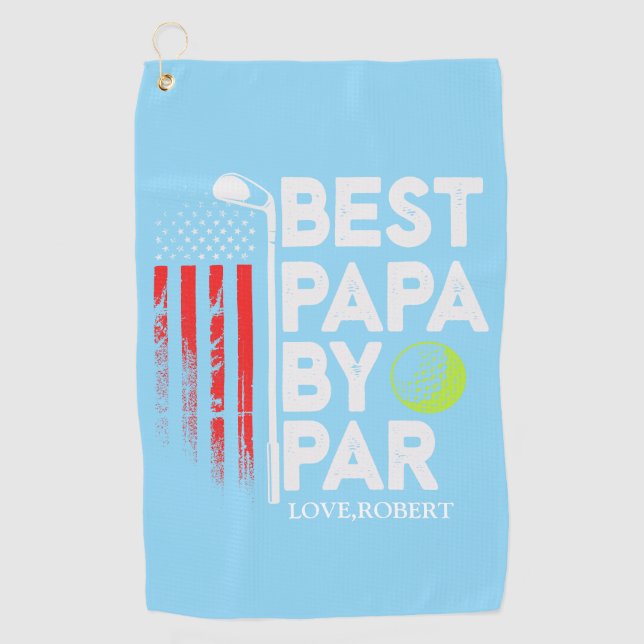 Personalised Name Best Papa By Par Golf Towel (Front)