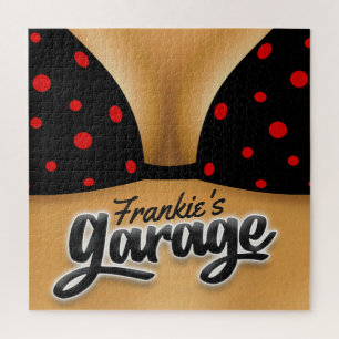 Personalised NAME Bikini Babe Girl Man Cave Garage Jigsaw Puzzle