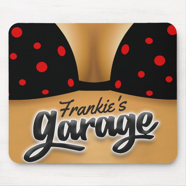 Personalised NAME Bikini Babe Girl Man Cave Garage Mouse Pad (Front)