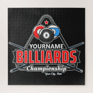 Personalised NAME Billiards 8 Ball Pool Cue Rack Jigsaw Puzzle