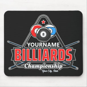 Personalised NAME Billiards 8 Ball Pool Cue Rack Mouse Pad